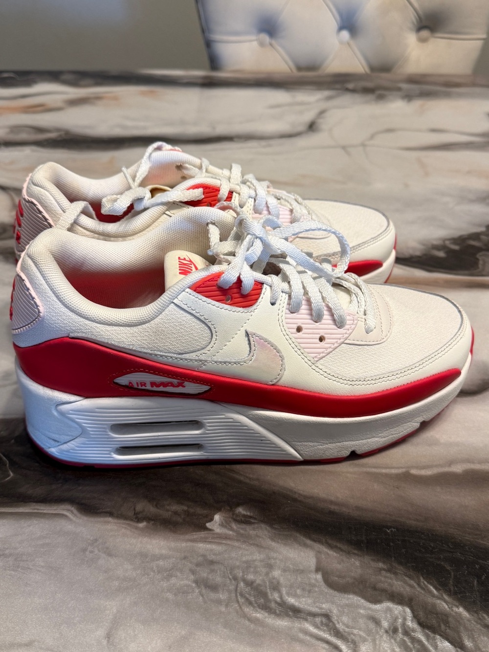 Nike Women’s Air Max Sneakers in White & Pink-Red